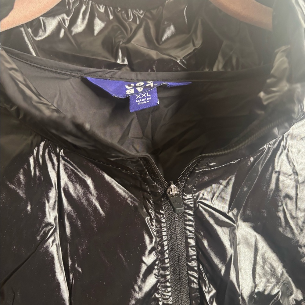 JoyLab Shiny Black Windbreaker Jacket NWT Size XXL - Picture 5 of 7